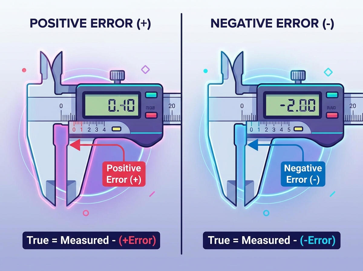 กระบวนการตรวจสอบและระบุข้อผิดพลาดของ Vernier Caliper Zero
